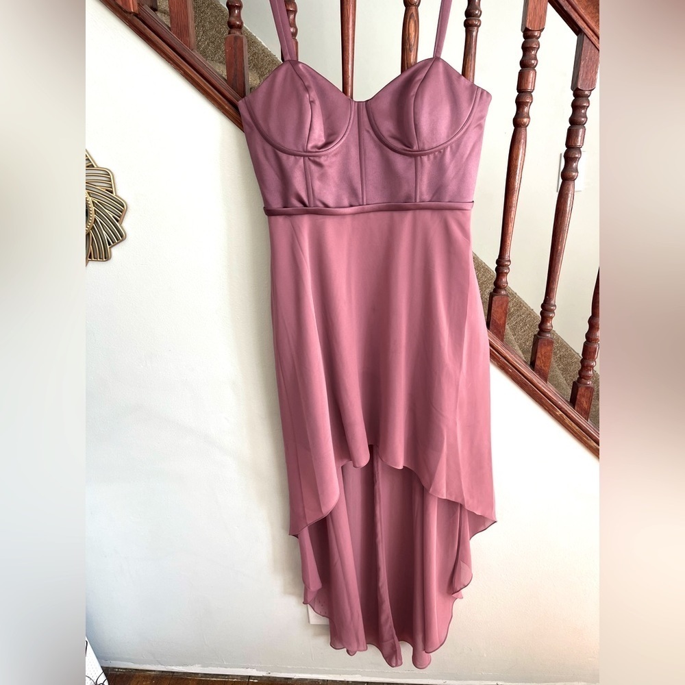 SZ 12 Mauve DB Studio Corset Hi Low Dress